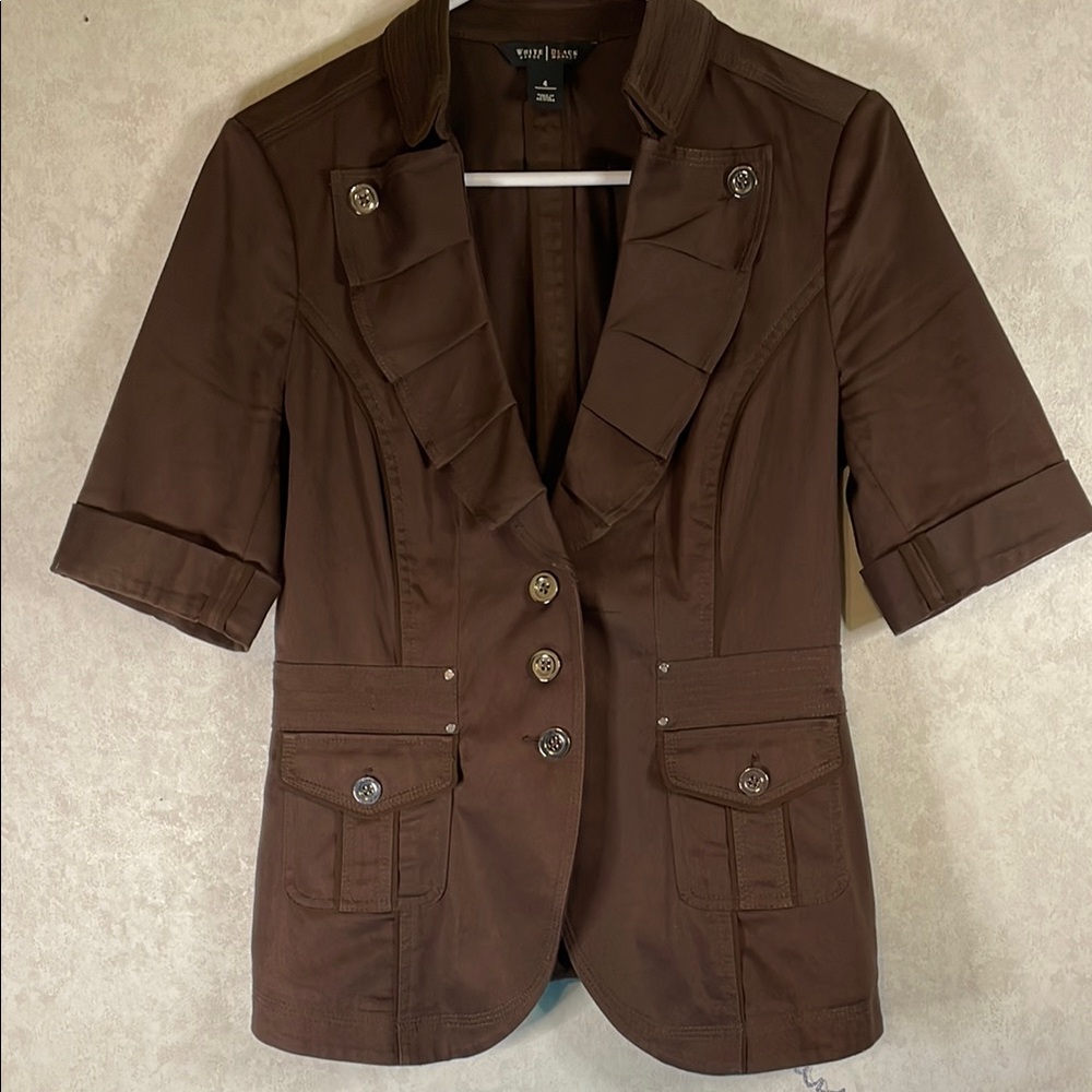 White House Black Market Brown Blazer with Notched Lapels